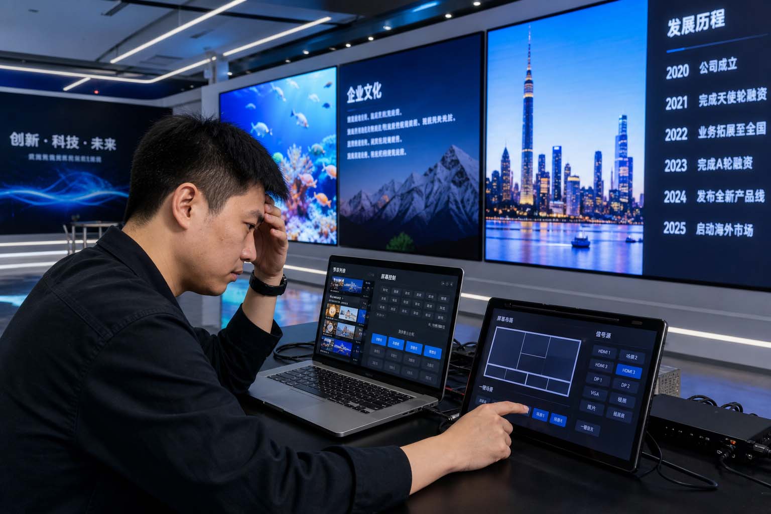 1.展厅多屏后台分散内容版本不统一场景图.jpg