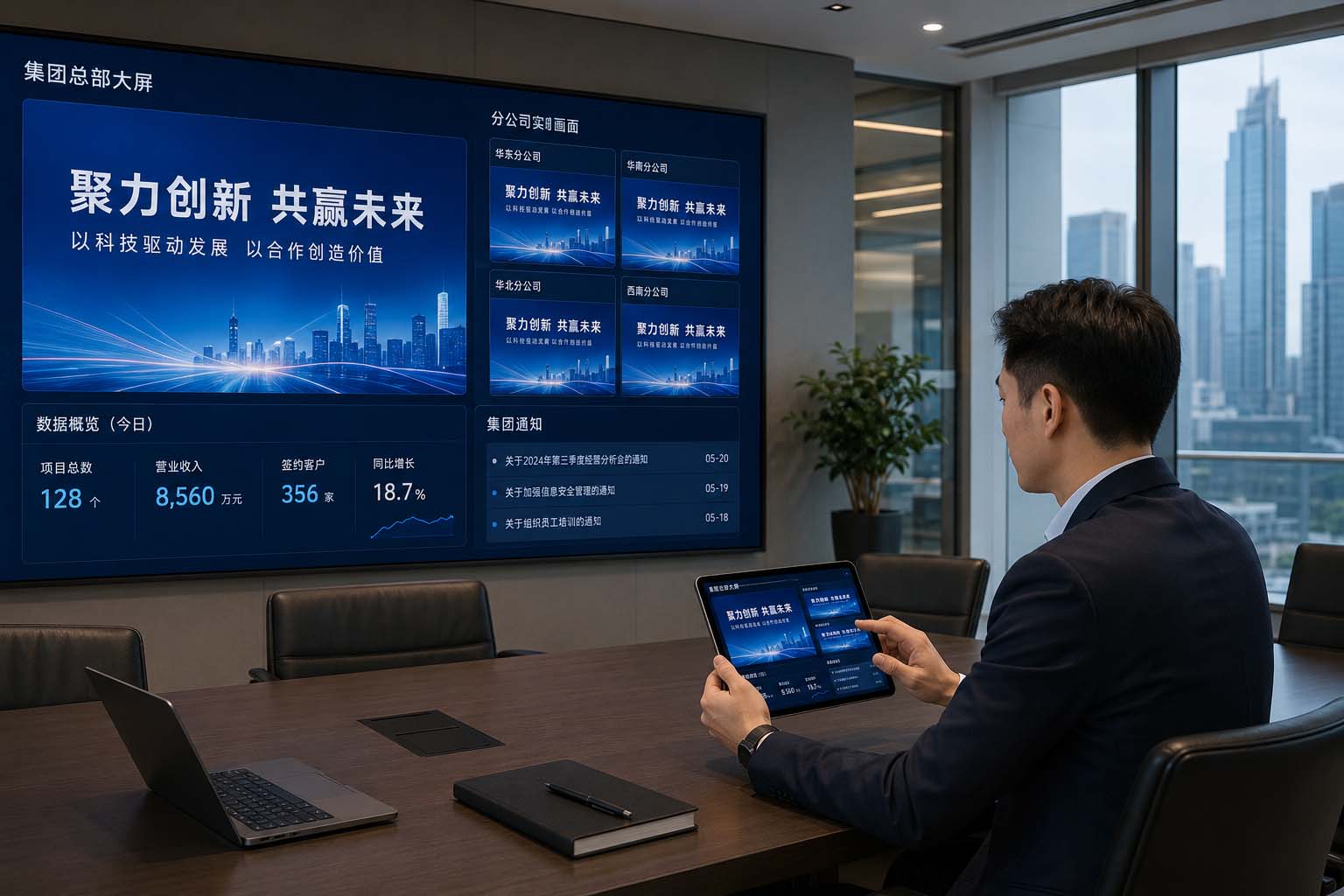集团总部和分公司屏幕统一下发，分区域独立管理：怎么做到